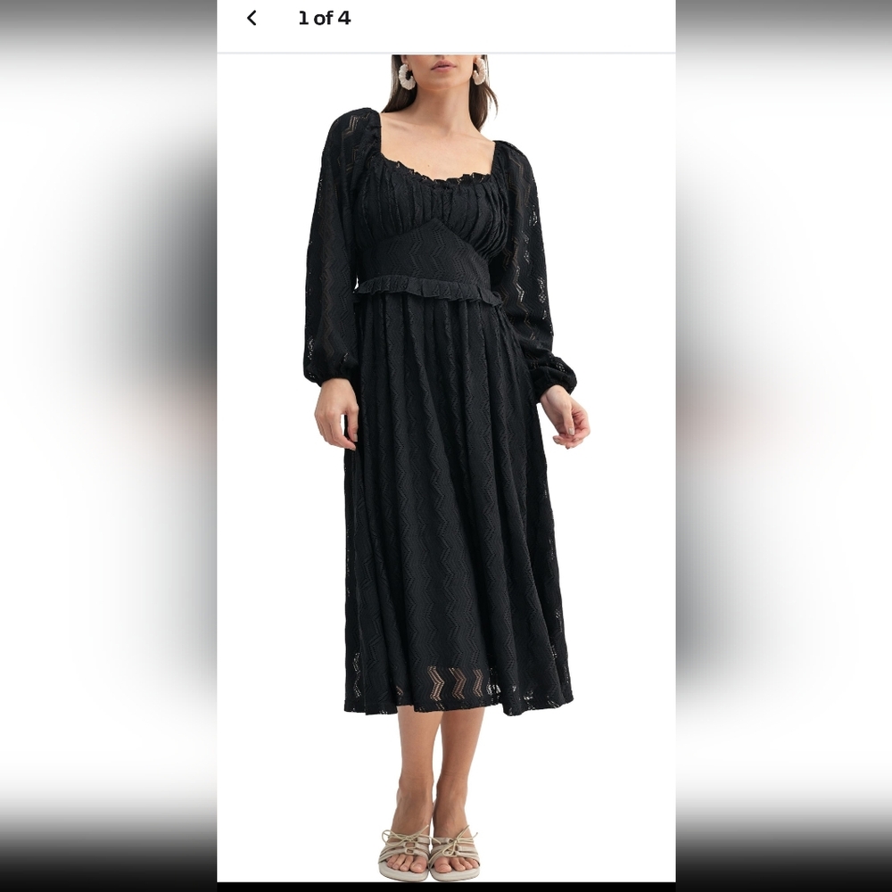 Mila Mae Chevron Stitch Long Sleeve Womens M Dress